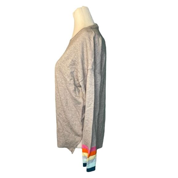 THML Brandy Rainbow Stripe Crewneck Sweater Gray Knit S - Picture 3 of 9